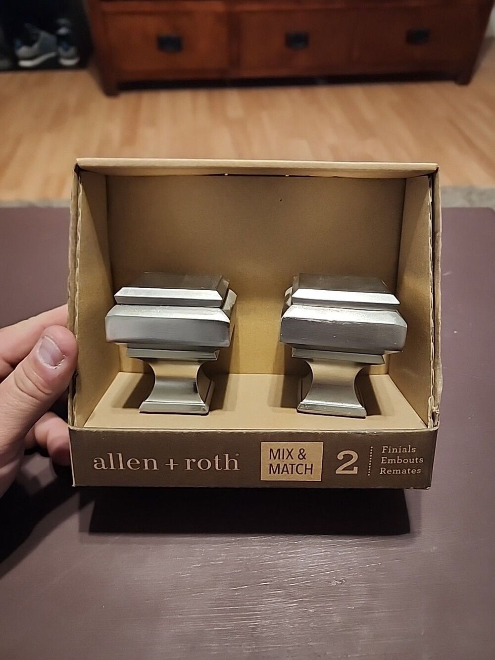 Allen + Roth Mix & Match Brushed Nickel Aluminum Curtain Rod Finials pack of 2
